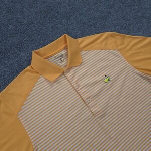 Masters Polo Shirt Mens M Yellow Golf Striped Tech Augusta National Short Sleeve